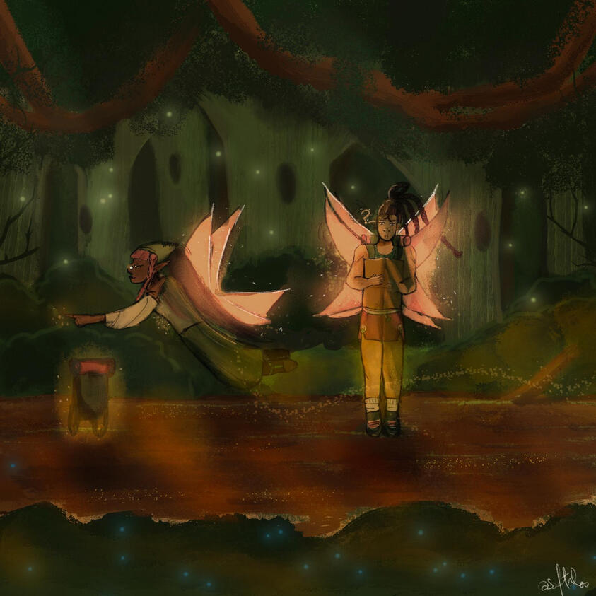 Example of 2 Full Body Rendered + Complex Background